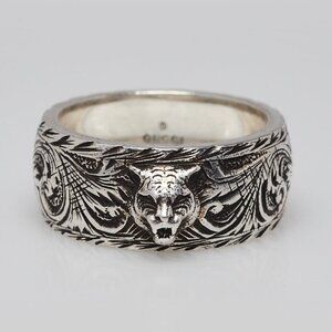 Gucci Sterling Silver Anger Forest Wolf Ring Size 9.5